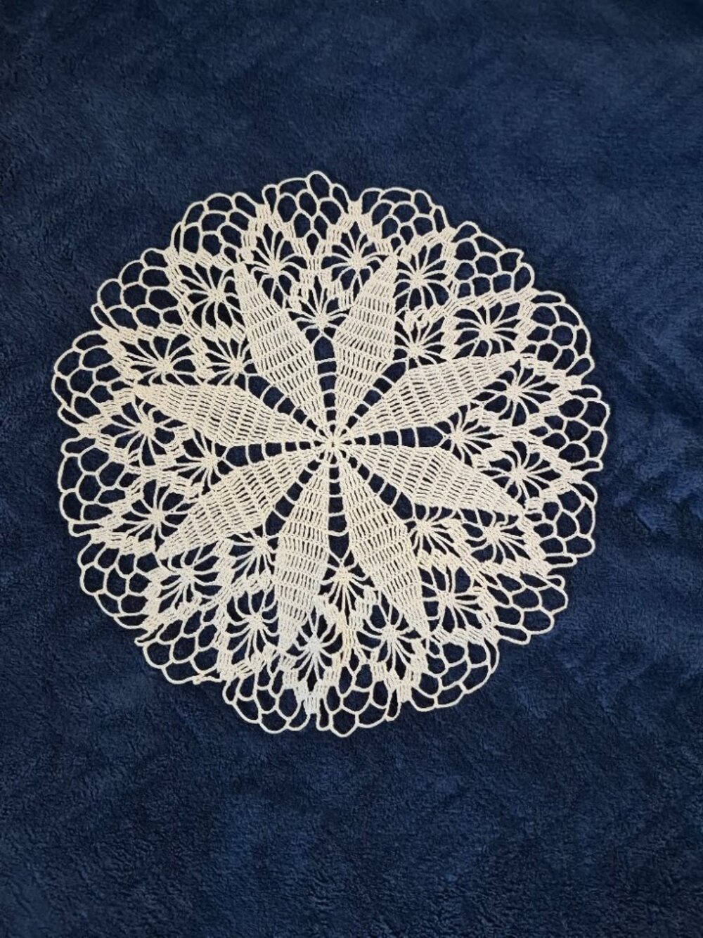 Handmade Round White Doiley (1980's)